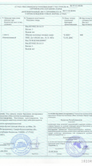 Дополнительный лист сертификата №KZ 9 115 00191 о происхождении товара формы «CT-KZ»